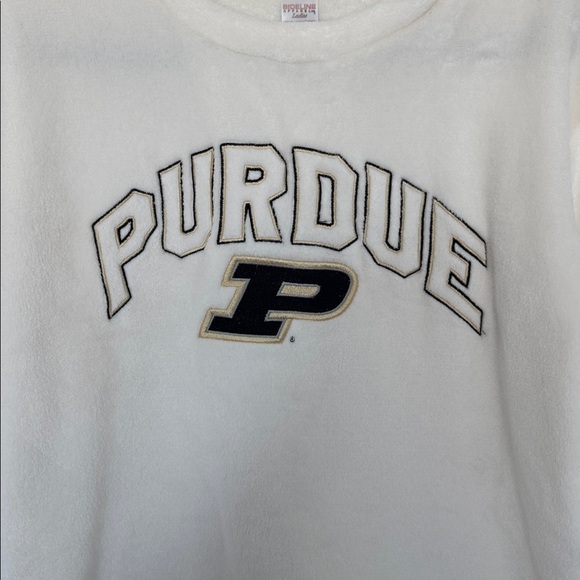 Purdue/Sideline Apparel Women's White/Cream Pullover Fuzzy Sweatshirt - Size L - Picture 2 of 5